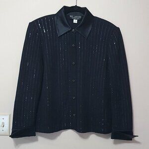 St. John Evening Sequins Rhinestone Button down Blazer Jacket